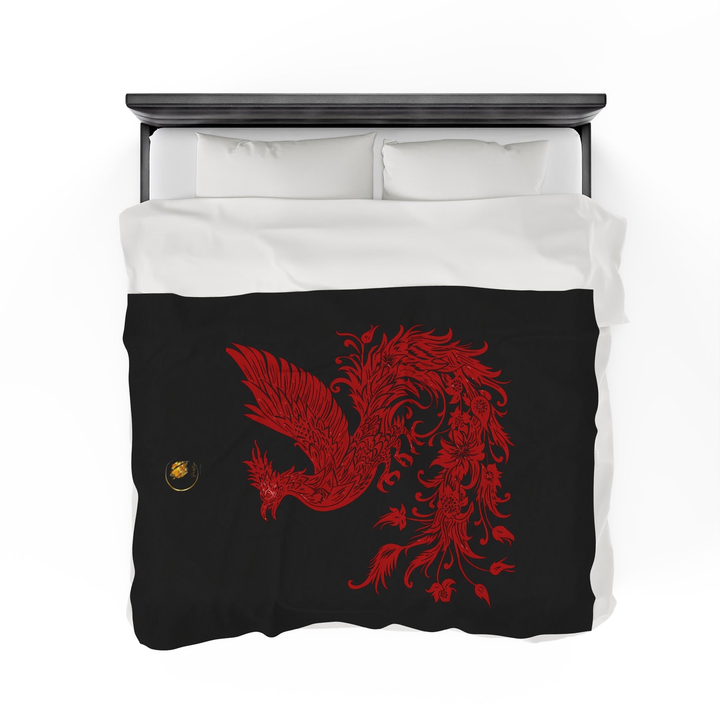 Prestige™ Black and Red Phoenix Velvet Plush Blanket