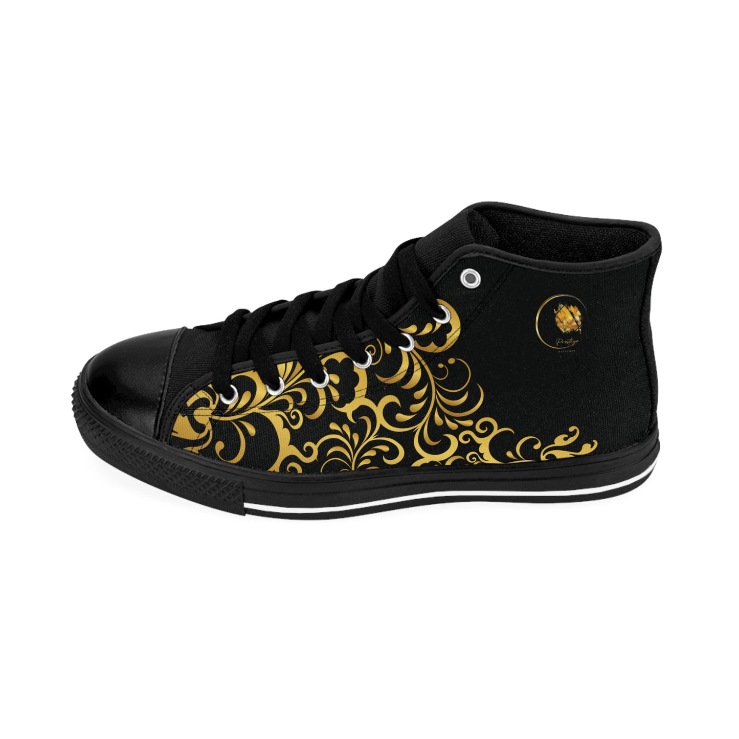 Prestige™ Black and Gold Floraison Men's Classic Sneakers