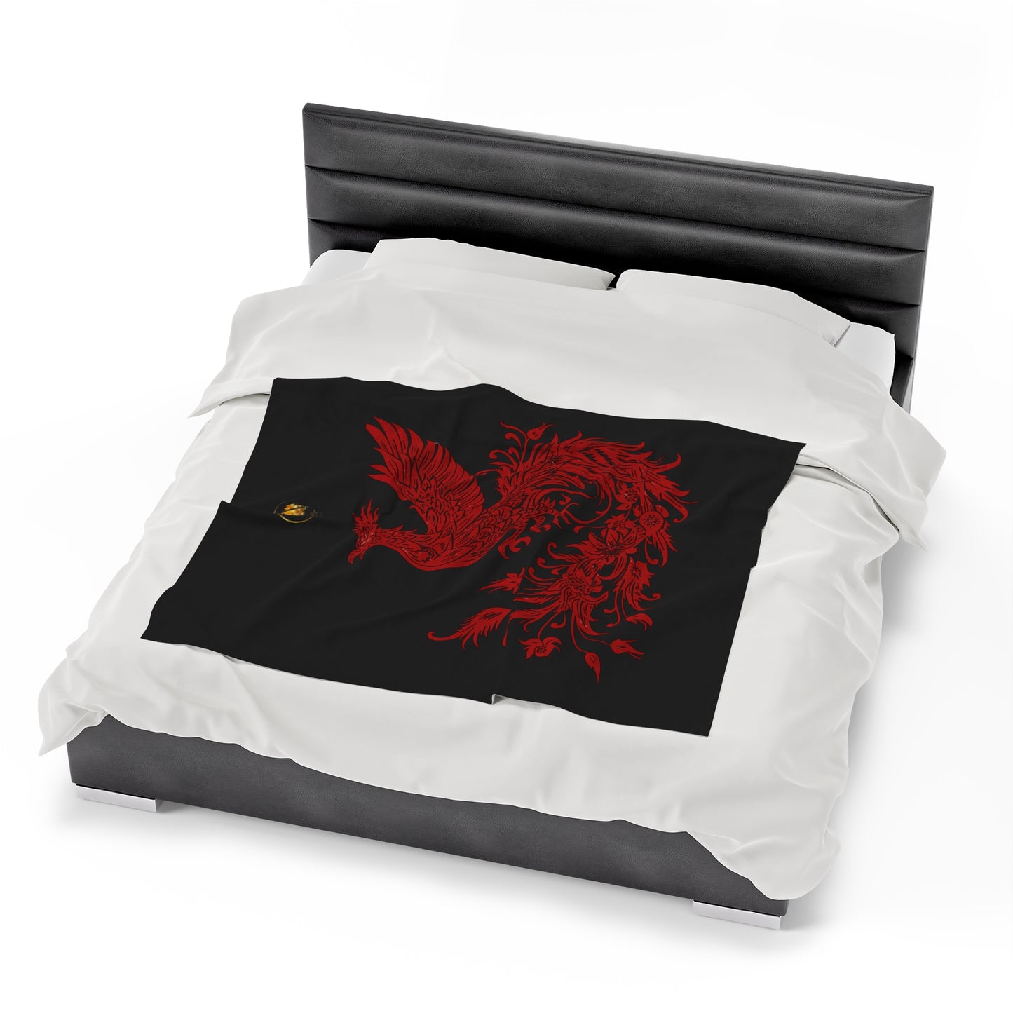 Prestige™ Black and Red Phoenix Velvet Plush Blanket