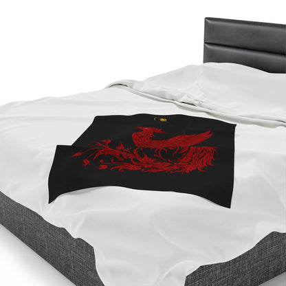 Prestige™ Black and Red Phoenix Velvet Plush Blanket