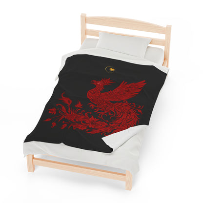 Prestige™ Black and Red Phoenix Velvet Plush Blanket