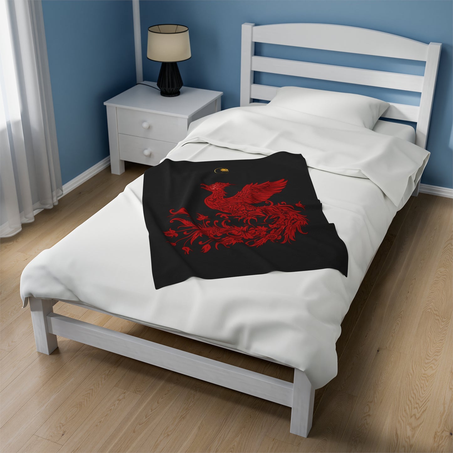 Prestige™ Black and Red Phoenix Velvet Plush Blanket