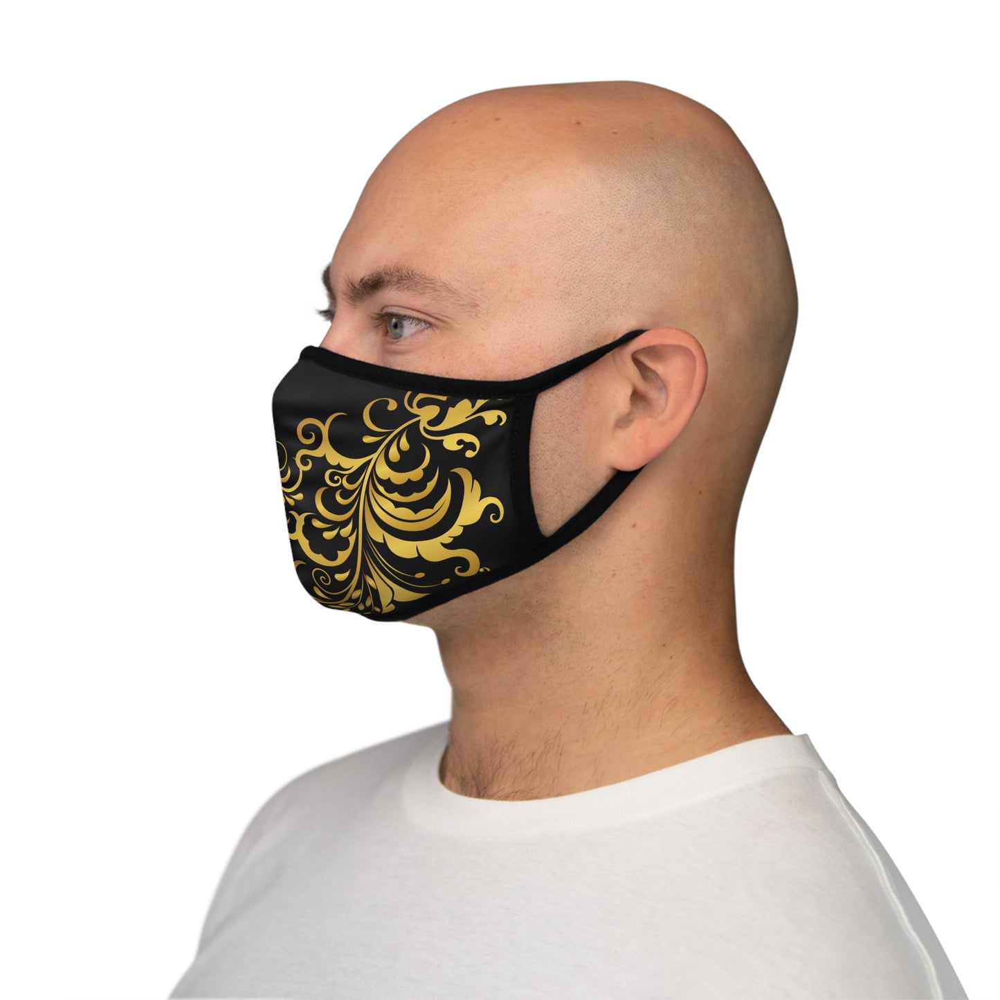 Prestige™ Black and Gold Floraison Fitted Polyester Mask