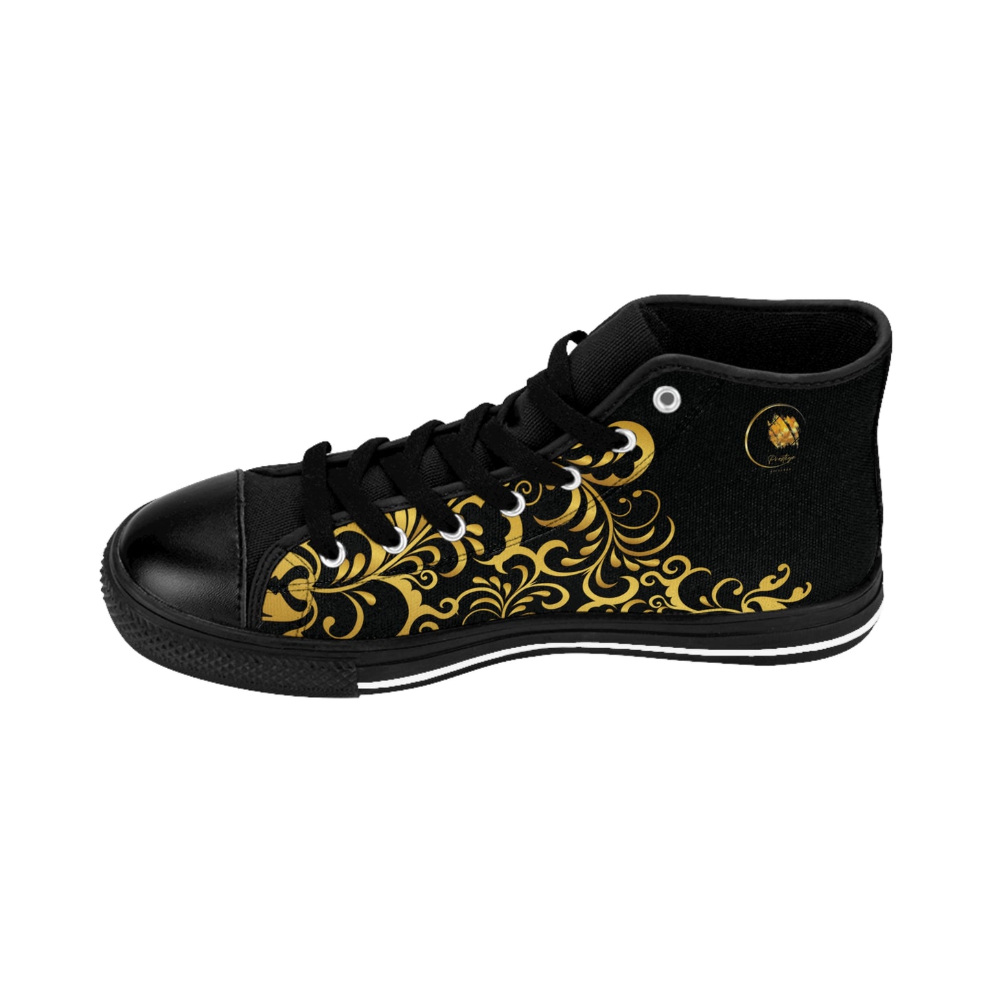 Prestige™ Black and Gold Floraison Men's Classic Sneakers