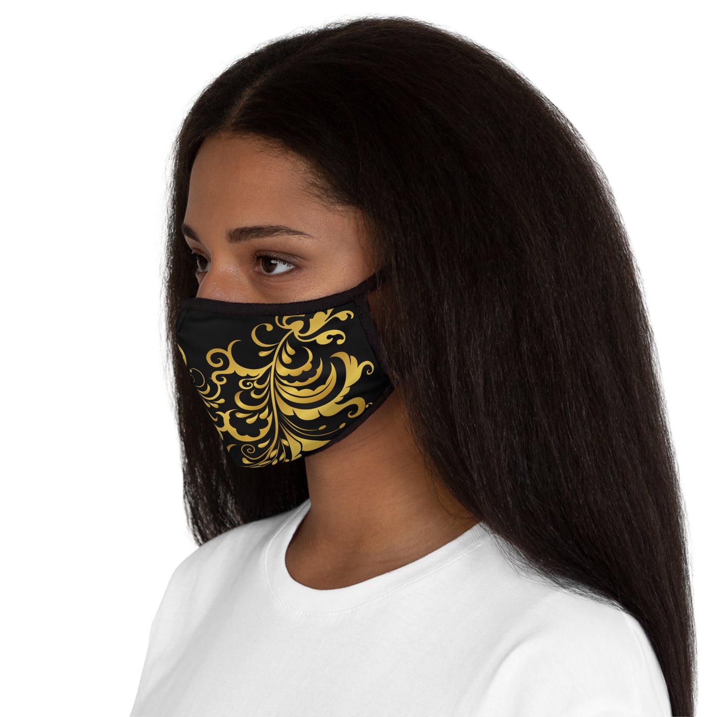 Prestige™ Black and Gold Floraison Fitted Polyester Mask