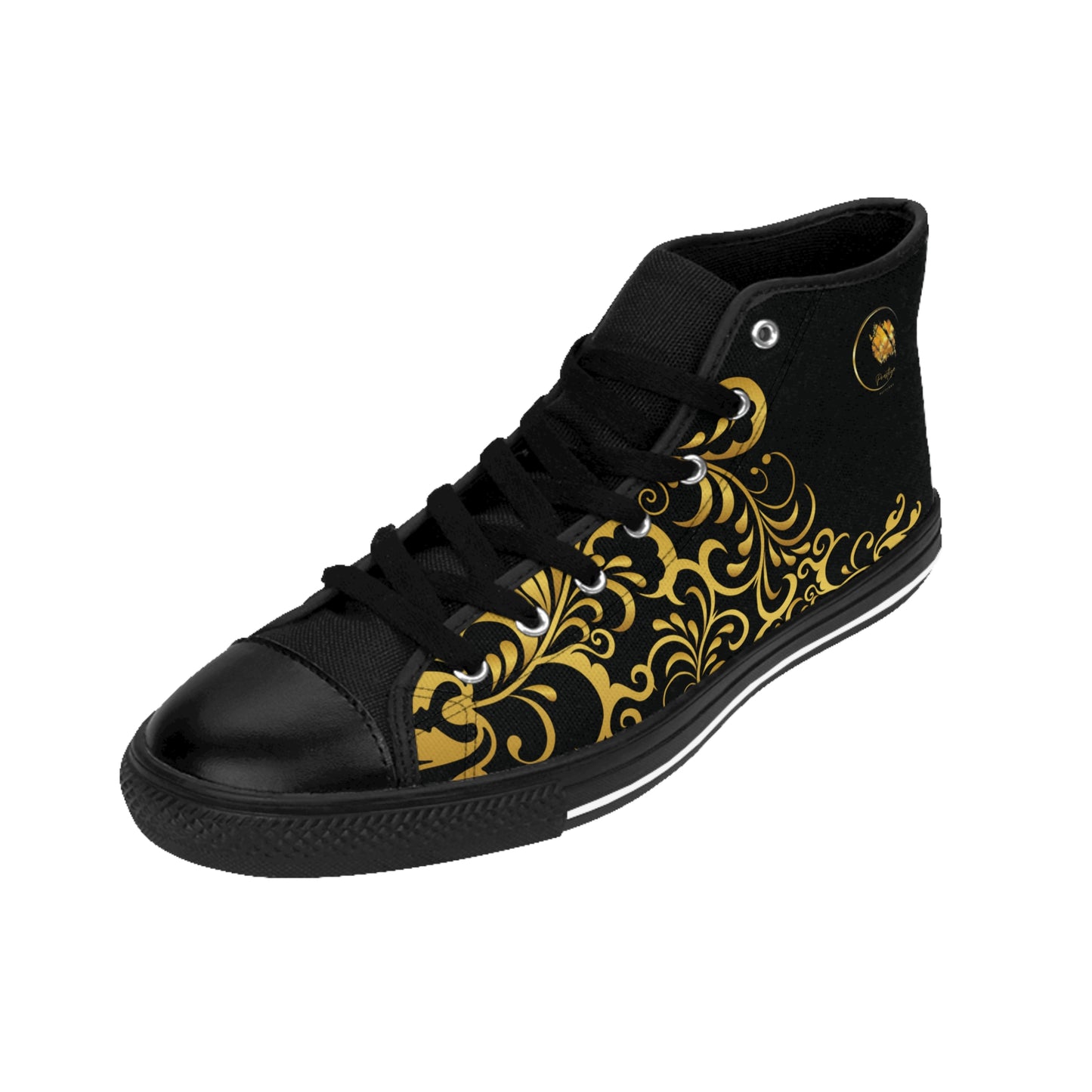 Prestige™ Black and Gold Floraison Men's Classic Sneakers