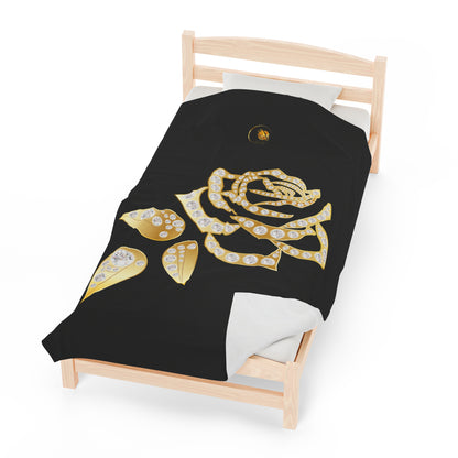 Black and Rose Gold Velvet Plush Blanket and Prestige™ Diamond