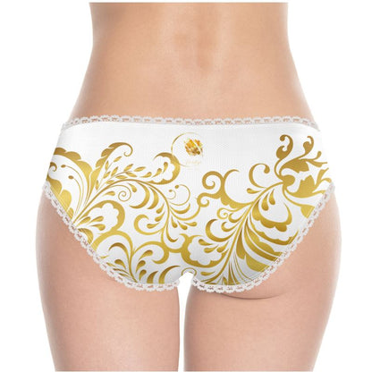 Culotte Sexy à dentelle Prestige™ Blanc et Or Floraison