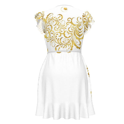 Robe à volants Prestige™ Blanc et Or Floraison