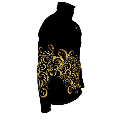 Men's Black and Gold Prestige™ Jersey Floral Slim Turtleneck Top