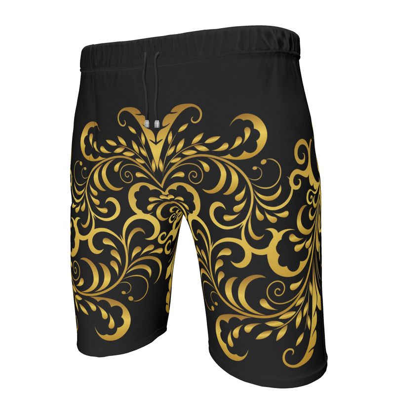 Short de sport Prestige™ Noir et Or Floraison homme