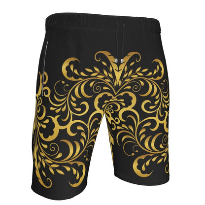 Short de sport Prestige™ Noir et Or Floraison homme