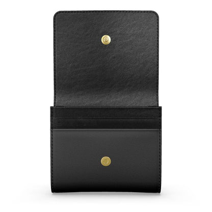 Petit porte-monnaie à rabat en Cuir Nappa Prestige™ Noir et Or Floraison