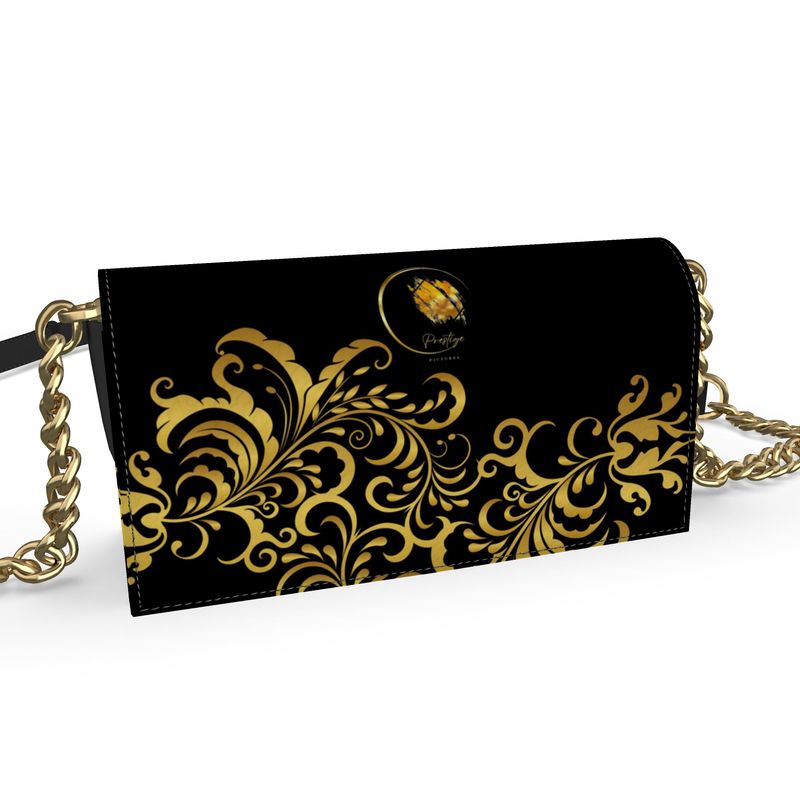 Black and Gold Floraison Prestige™ Nappa Leather Evening Bag