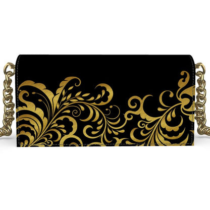 Black and Gold Floraison Prestige™ Nappa Leather Evening Bag