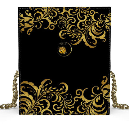 Black and Gold Floraison Prestige™ Nappa Leather Evening Bag