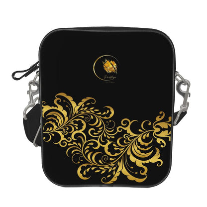 Black and Gold Floraison Prestige™ Nappa Leather Satchel