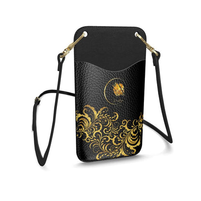 Prestige™ Black and Gold Floral Nappa Leather Phone Case