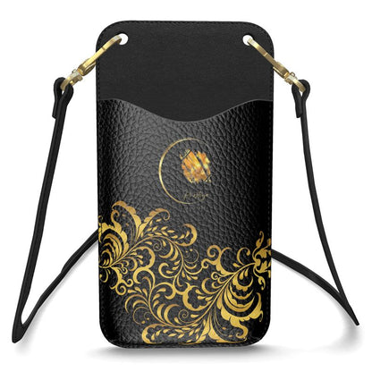 Prestige™ Black and Gold Floral Nappa Leather Phone Case