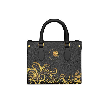 Luxury Shopping Bag in Black and Gold Prestige™ Nappa Leather in Bloom