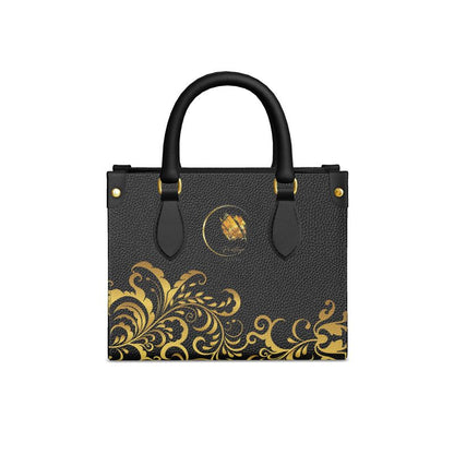 Luxury Shopping Bag in Black and Gold Prestige™ Nappa Leather in Bloom