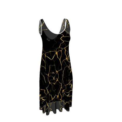 Prestige™ Black and Gold Filament Sleeveless Midi Dress