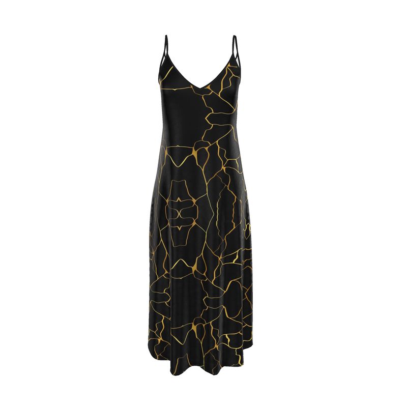 Robe de Nuit en Tissu charmant Prestige™ Noir et Or Filament