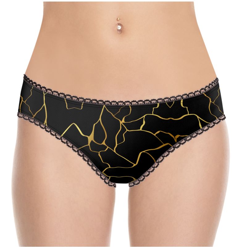 Prestige™ Black and Gold Filament Sexy Lace Panties 