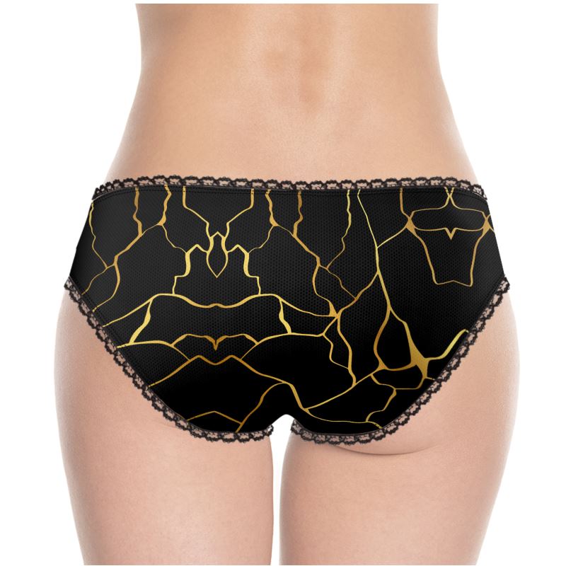 Prestige™ Black and Gold Filament Sexy Lace Panties 