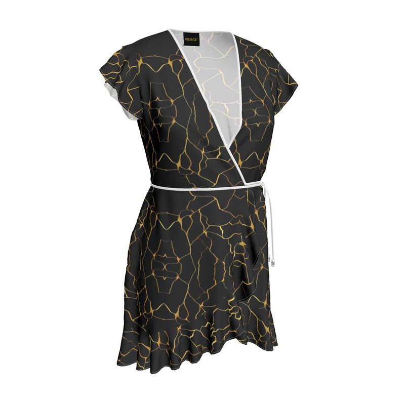 Robe à volants en tissu Haut de Gamme Prestige™ Noir et Or Filament