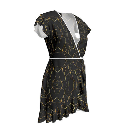 Robe à volants en tissu Haut de Gamme Prestige™ Noir et Or Filament