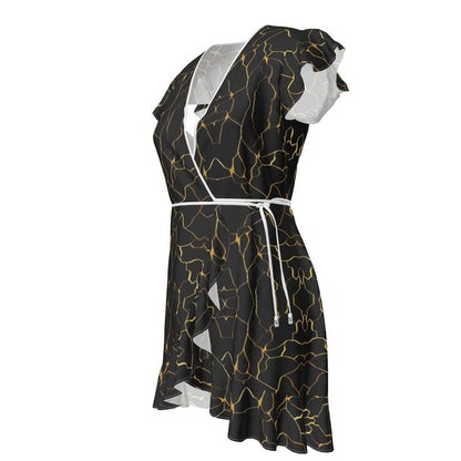 Robe à volants en tissu Haut de Gamme Prestige™ Noir et Or Filament