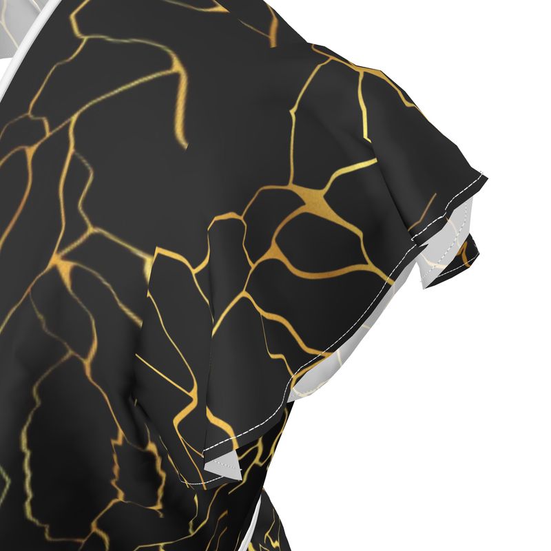 Robe à volants en tissu Haut de Gamme Prestige™ Noir et Or Filament