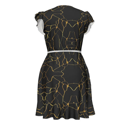 Robe à volants en tissu Haut de Gamme Prestige™ Noir et Or Filament