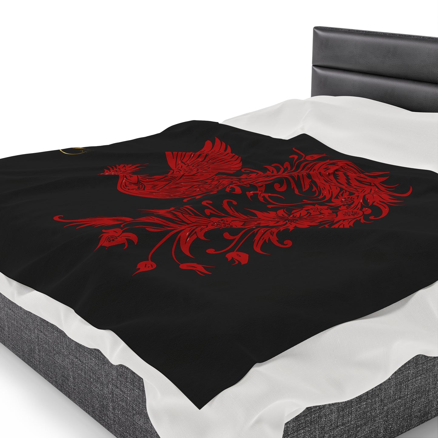 Prestige™ Black and Red Phoenix Velvet Plush Blanket