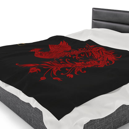 Prestige™ Black and Red Phoenix Velvet Plush Blanket