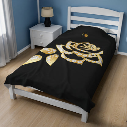 Black and Rose Gold Velvet Plush Blanket and Prestige™ Diamond