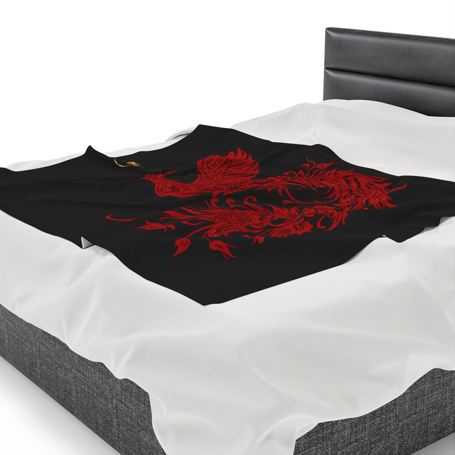 Prestige™ Black and Red Phoenix Velvet Plush Blanket