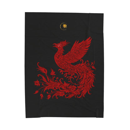 Prestige™ Black and Red Phoenix Velvet Plush Blanket