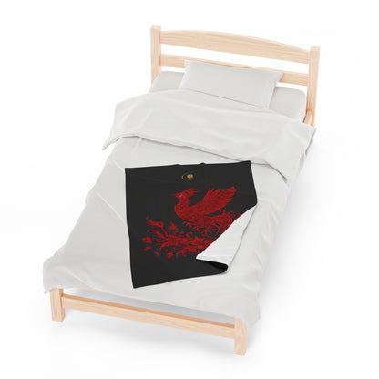 Prestige™ Black and Red Phoenix Velvet Plush Blanket