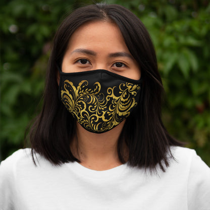 Prestige™ Black and Gold Floraison Fitted Polyester Mask