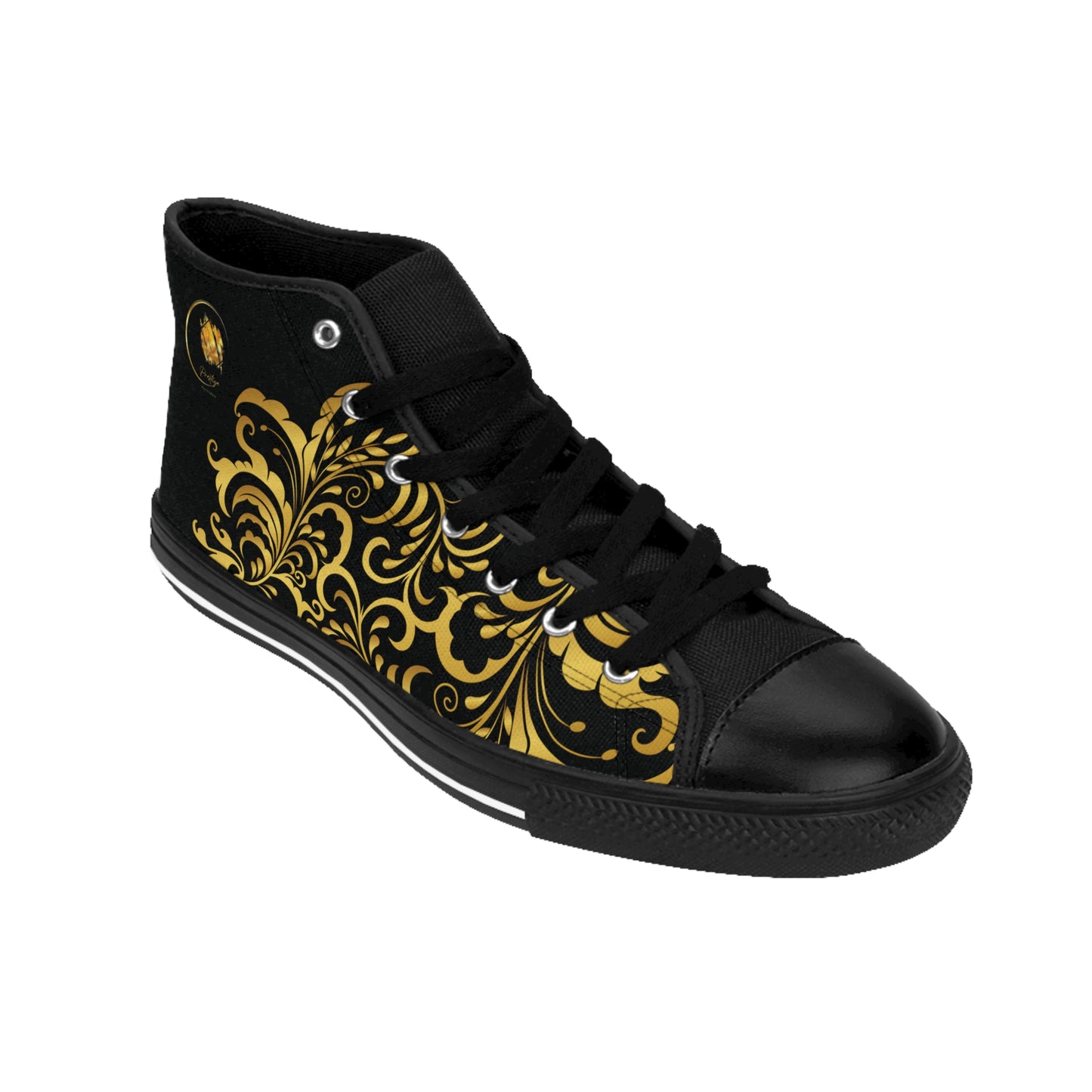 Prestige™ Black and Gold Floraison Men's Classic Sneakers