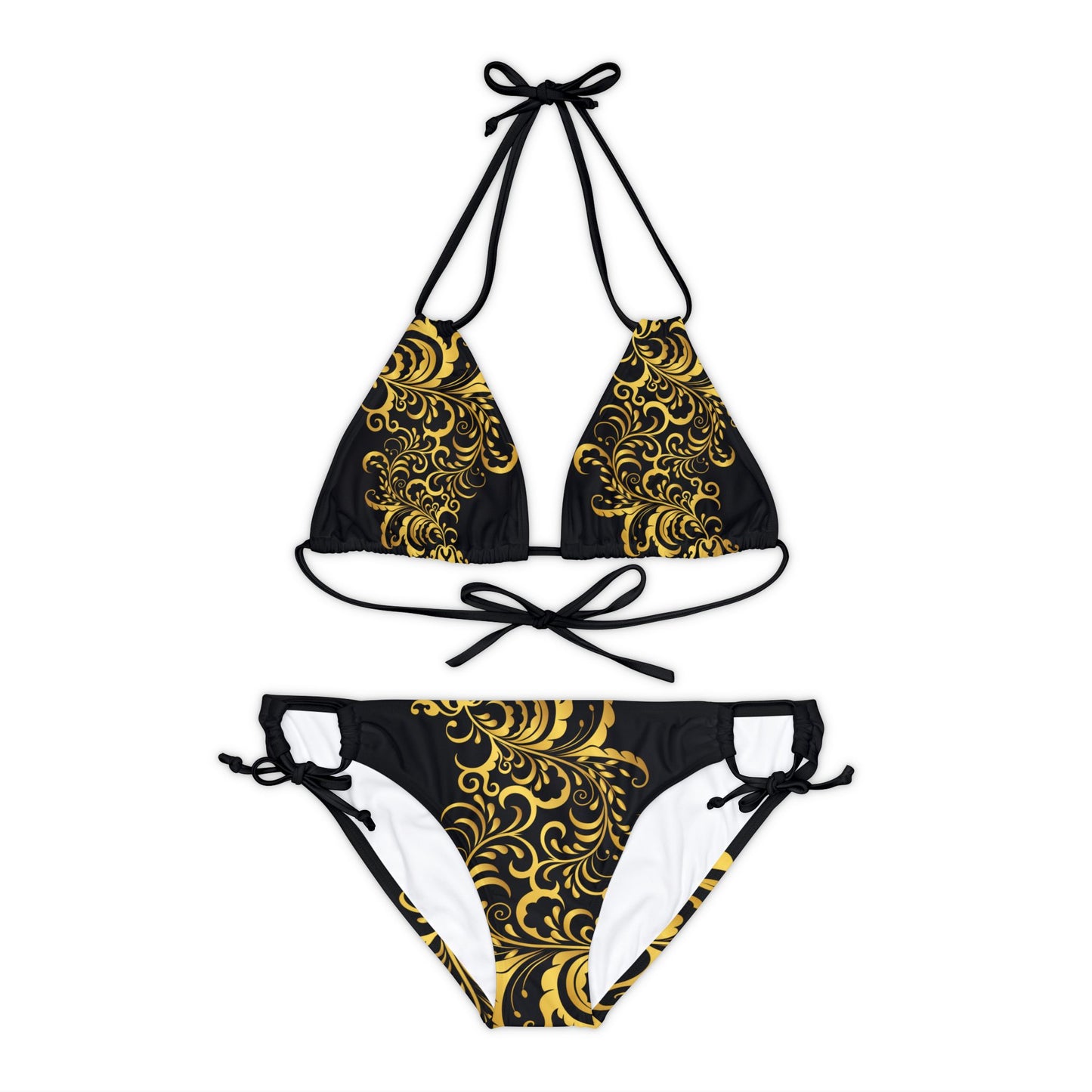 Ensemble de bikinis à bretelles Prestige™ Noir et Or Floraison