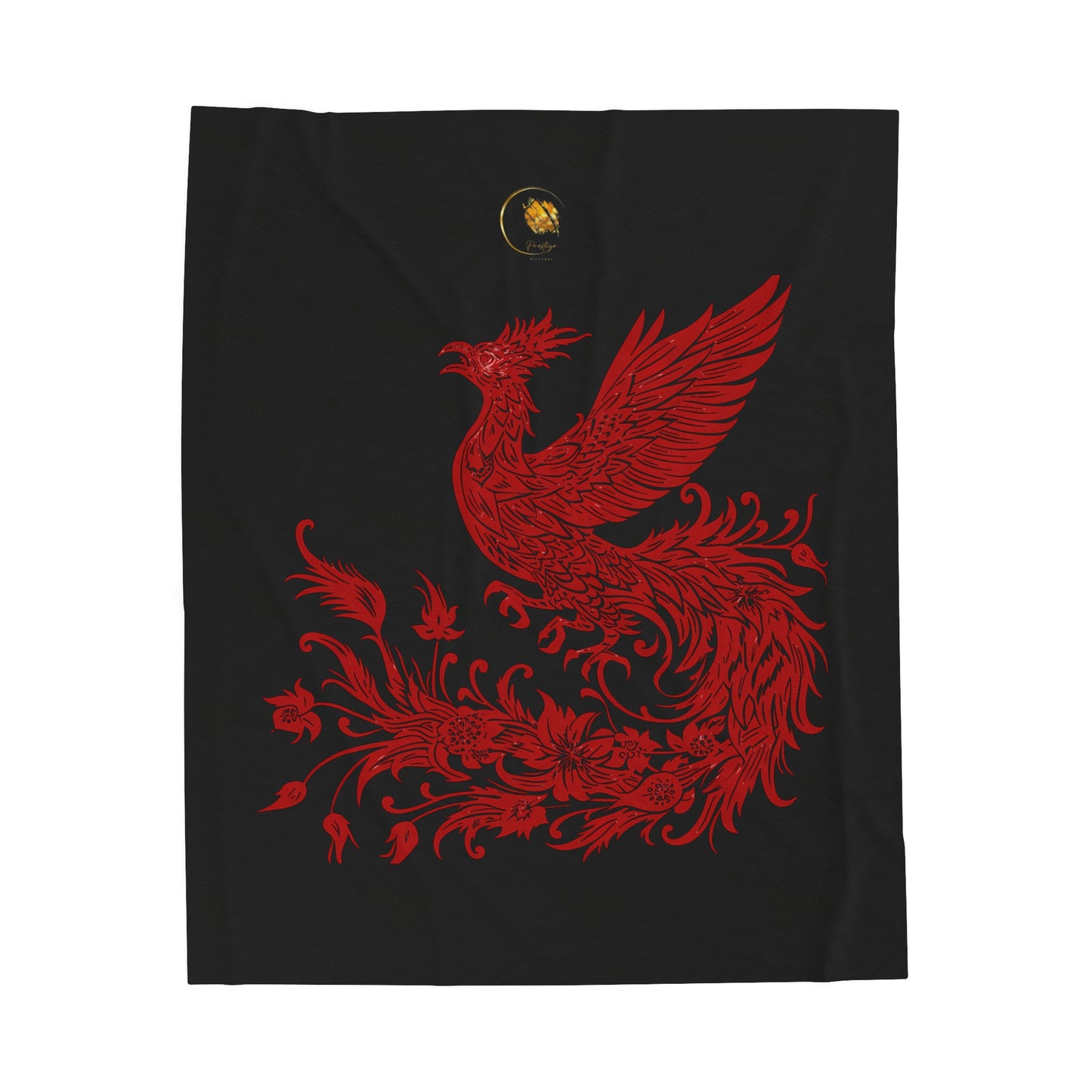 Prestige™ Black and Red Phoenix Velvet Plush Blanket