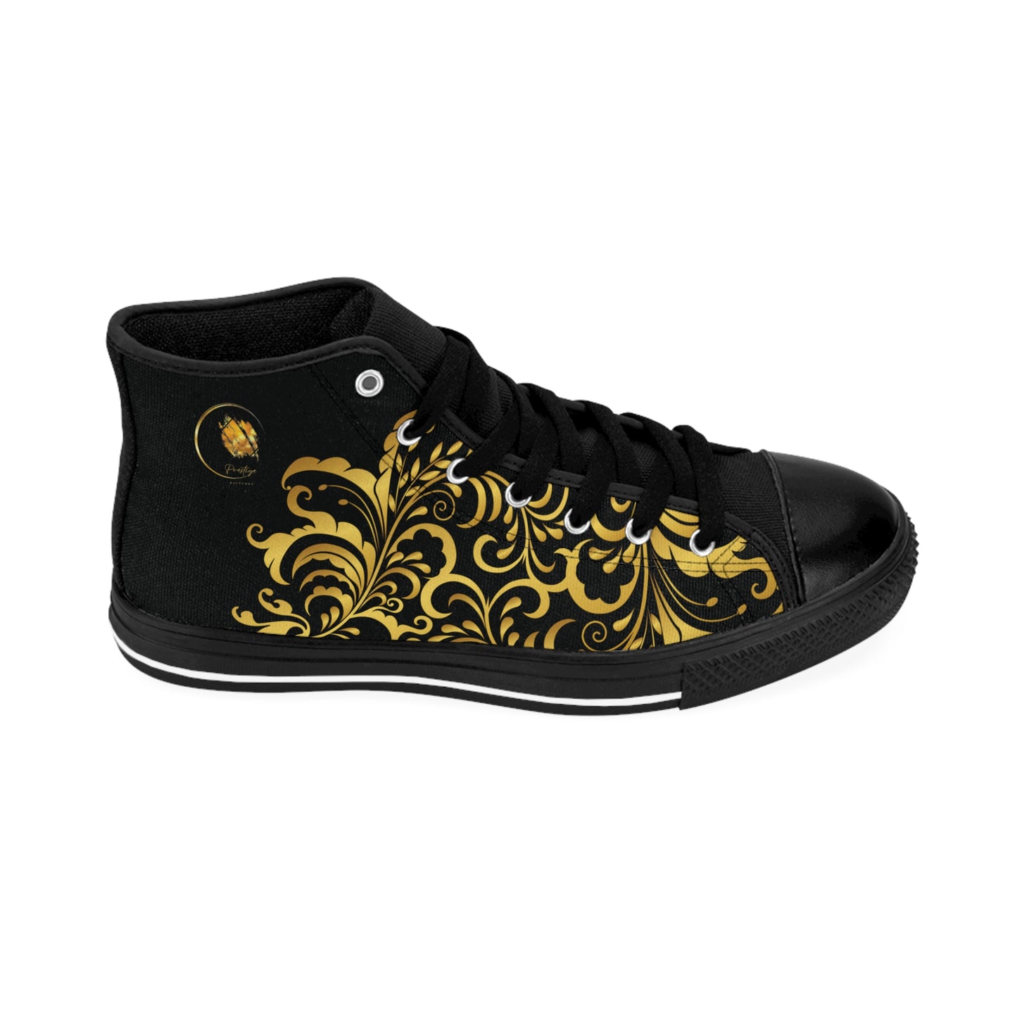 Prestige™ Black and Gold Floraison Men's Classic Sneakers