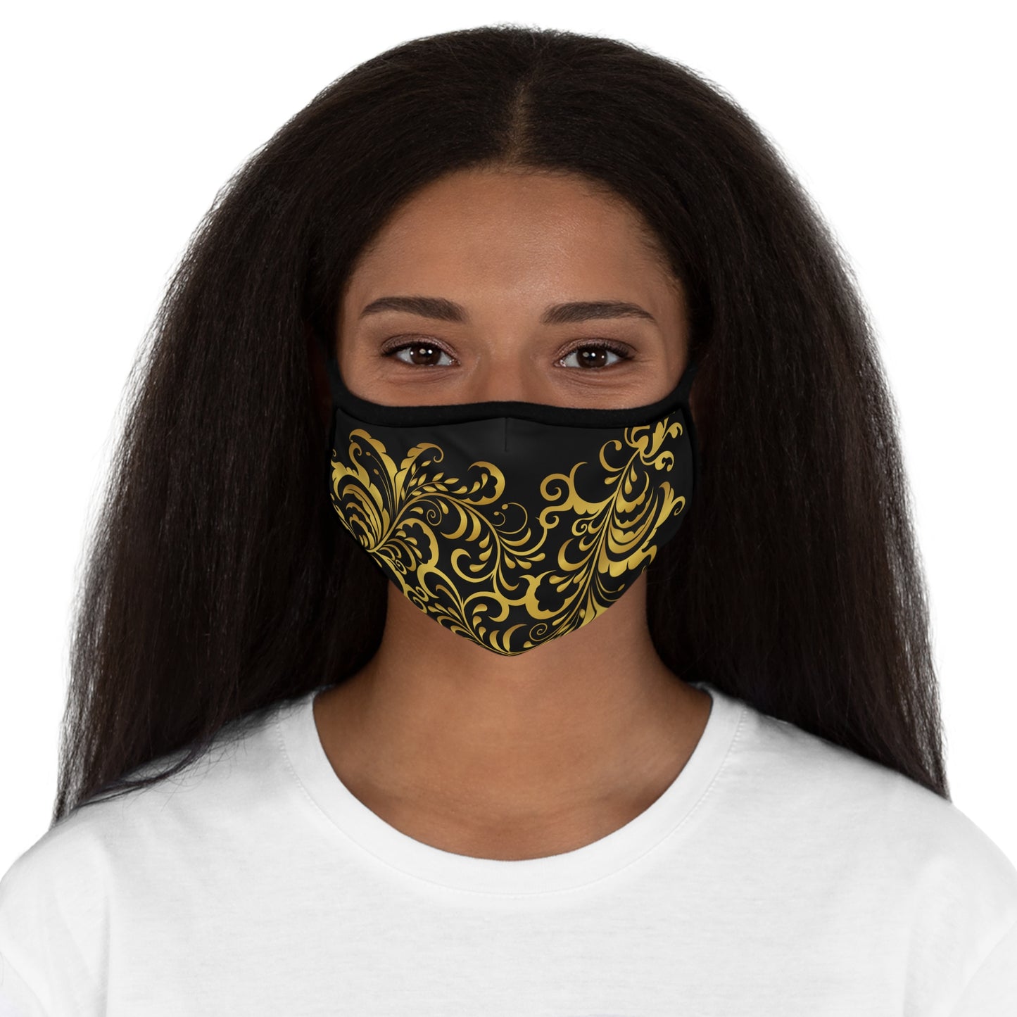 Prestige™ Black and Gold Floraison Fitted Polyester Mask