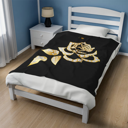 Black and Rose Gold Velvet Plush Blanket and Prestige™ Diamond