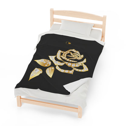 Black and Rose Gold Velvet Plush Blanket and Prestige™ Diamond