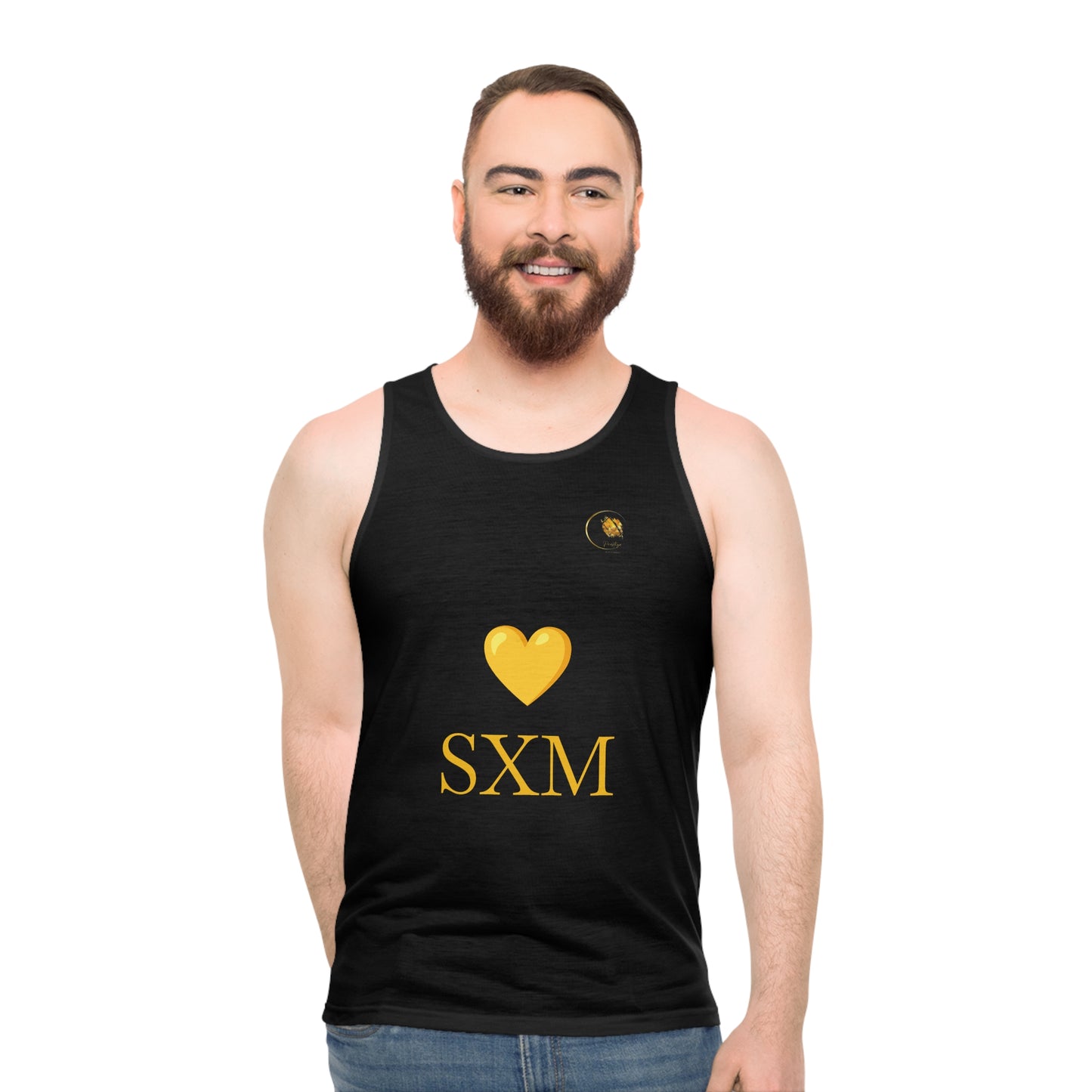 Prestige™ LOVE SXM Unisex-Tanktop Schwarz und Gold