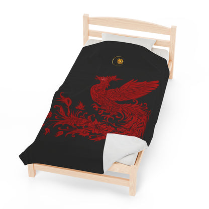 Prestige™ Black and Red Phoenix Velvet Plush Blanket